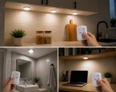 چراغ اضطراری زیر کابینتی مدل ریموت دار مجموعه سه عددی|باطری خور +COB LED