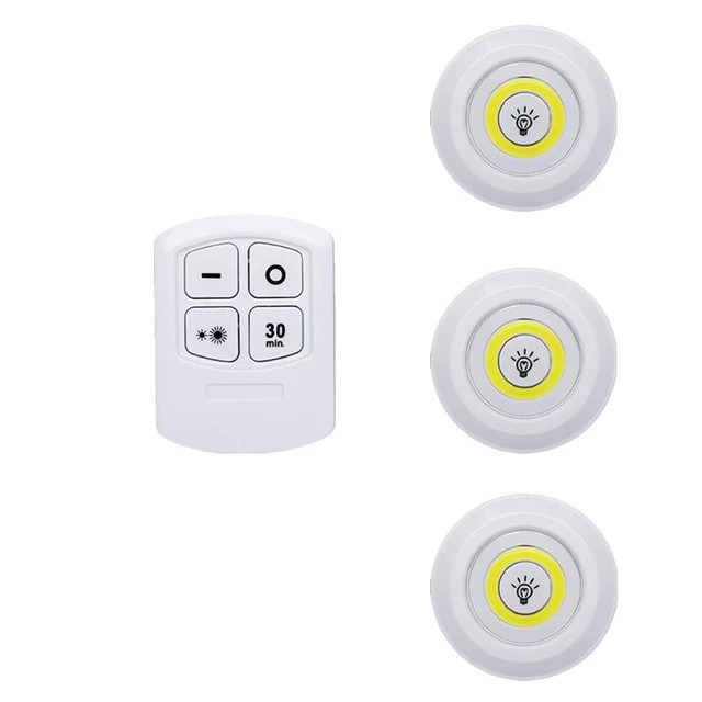 چراغ اضطراری زیر کابینتی مدل ریموت دار مجموعه سه عددی|باطری خور +COB LED