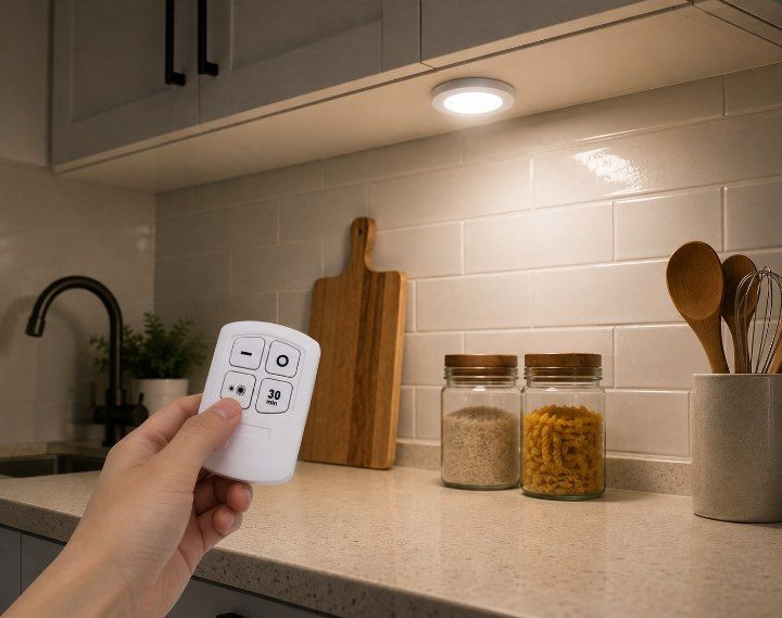 چراغ اضطراری زیر کابینتی مدل ریموت دار مجموعه سه عددی|باطری خور +COB LED